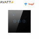 Smart light switch Without and with neutral 3-Ways Black tuya