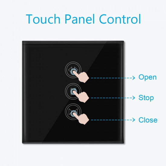 Interrupteur tactile Noir connecté et intelligent pour rideaux et volet roulant électrique avec télécommande