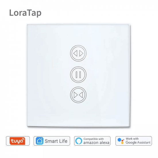 Interrupteur tactile Blanc connecté et intelligent pour rideaux et volet roulant électrique wifi WS-EUR-CW Interrupteur tactile Blanc connecté et intelligent pour rideaux et volet roulant électrique wifi WS-EUR-CW