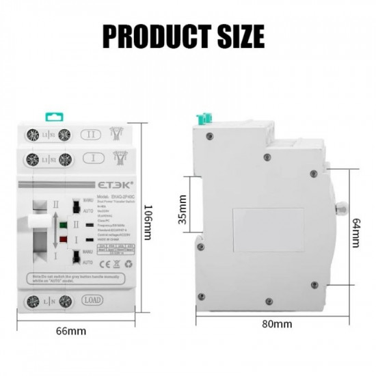 Inverseur de source ATS 2P automatique Mono Phase VSQ2P/63G