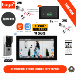 Sonnette videophone Tuya avec moniteur10" intelligent et contrôle d'accès aux portes KW06 AHD10  white avec option NVR et carte Mifare