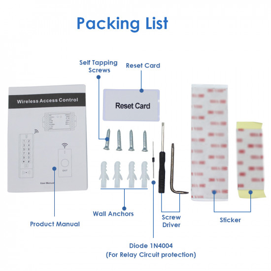 Kit de système de contrôle d'accès de porte sans fil avec sonnette  étanche IP66 AW1