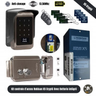 Kit control d'acces tecnologie mifare crypto avec Tag epoxy non copiable ROBISN X5CRYPTO-Bis ( Avec Batterie Lithium intégré )