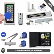 Pack Contrôle d’Accès Complet avec Ventouse Électromagnétique 350KG avec ferme porte Pack Contrôle d’Accès Complet avec Ventouse Électromagnétique 350KG avec ferme porte