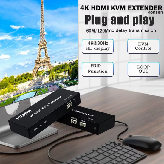 Amplificateur de Signal KVM 4k 120M HDMI Extender sur RJ45 câble Ethernet Audio vidéo Amplificateur de Signal KVM 4k 120M HDMI Extender sur RJ45 câble Ethernet Audio vidéo