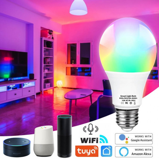 Wifi Smart Led Light Bulb E27 Tuya smart Bulb E27 Smart Wifi Lamp 220V Led Bulb RGBCW Light 9W Alexa Wifi Bulb For Home