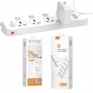 Multiprise rallonge LDNIO  4 ports USB, 4 prises espacées  fiche britannique avec bouton pour chaque prise