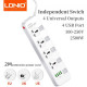 Multiprise rallonge LDNIO  4 ports USB, 4 prises espacées  fiche britannique avec bouton pour chaque prise