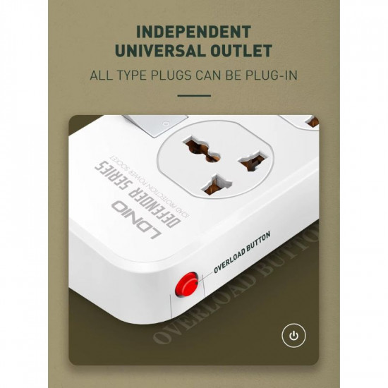 Multiprise rallonge LDNIO  4 ports USB, 4 prises espacées  fiche britannique avec bouton pour chaque prise