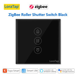 Connected and intelligent black zigbee touch switch for curtains and electric shutters loratap zigbee