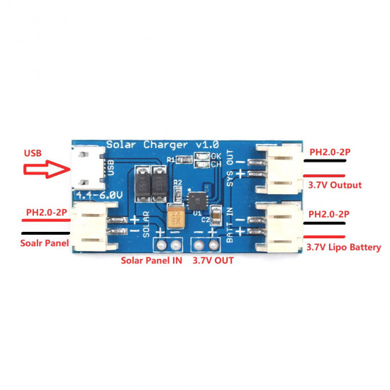 Mini chargeur solaire Lipo CN3065 pour batterie Lithium