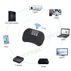 Mini Wireless Remote 2,4GHz Keyboard with Touchpad Mouse for Android TV Box Colourful LED Backlight Rechargable Li-ion Battery