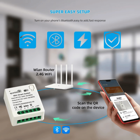 Smart switch récepteur matter Module 1ch 16A 3000wcompatible apple homekit