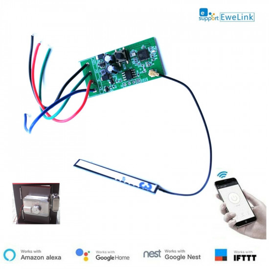 12VDC Smart switch wi-fi wifi relay module door power supply Electronic door lock eWelink APP For Alexa Google home 12VDC Smart switch wi-fi wifi relay module door power supply Electronic door lock eWelink APP For Alexa Google home