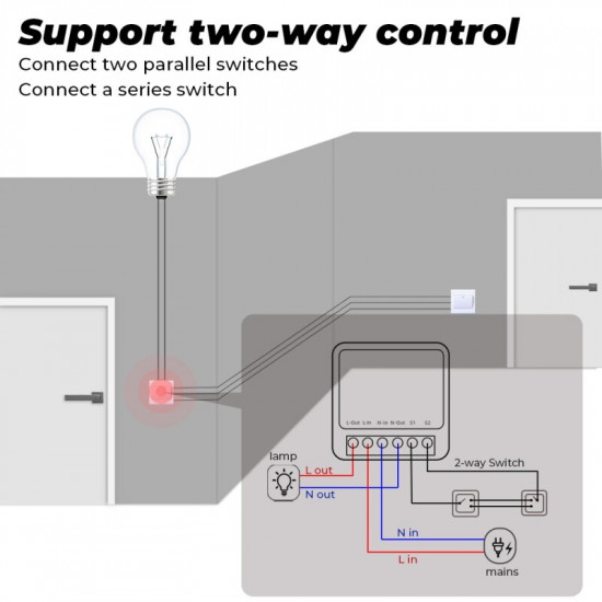 16A Mini Wifi Smart Switch Supports 2 Way Control, Smart Home Universal Module Works With Alexa Google Home Smart Life APP 16A Mini Wifi Smart Switch Supports 2 Way Control, Smart Home Universal Module Works With Alexa Google Home Smart Life APP