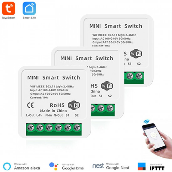 16A Mini Wifi Smart Switch Supports 2 Way Control, Smart Home Universal Module Works With Alexa Google Home Smart Life APP 16A Mini Wifi Smart Switch Supports 2 Way Control, Smart Home Universal Module Works With Alexa Google Home Smart Life APP
