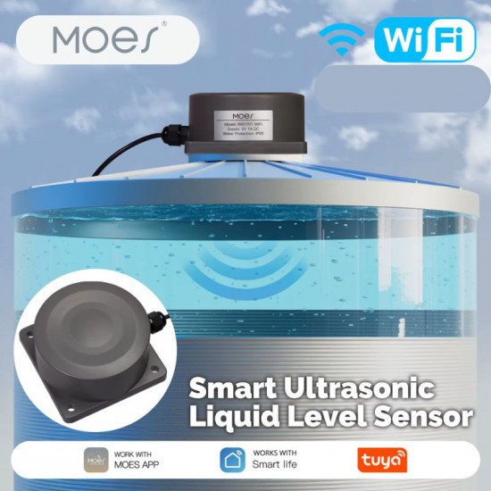 Détecteur de niveau d'eau MOES Tuya WiFi, moniteur de réservoir intelligent à ultrasons MOES WSS-LM01
