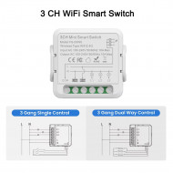 Module récepteur wifi mini switch Triple allumage avec neutre 10A compatible Tuya et Alexa Module récepteur wifi mini switch Triple allumage avec neutre 10A compatible Tuya et Alexa