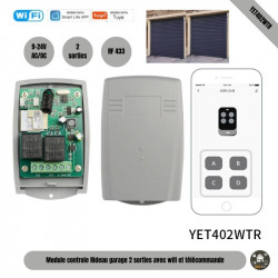Module de contrôle rideau garage WiFi Tuya + RF 433 MHz Vauxtec YET402WTR – 2 sorties relais