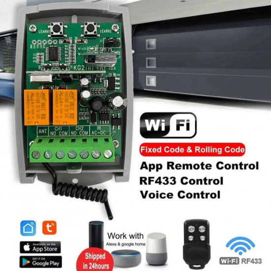 Module de contrôle rideau garage WiFi Tuya + RF 433 MHz Vauxtec YET402WTR – 2 sorties relais