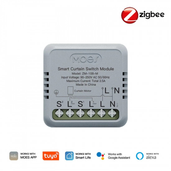 Module récepteur Zigbee pour volet roulant MOES ZM-108-M – Compatible Tuya et assistants vocaux