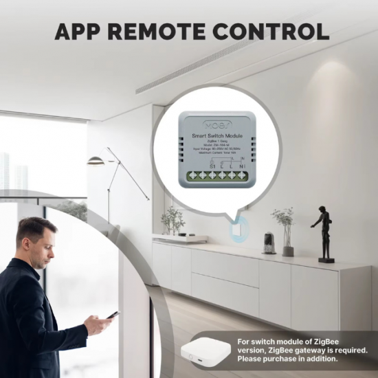 Module recepteur  Interrupteur Intelligent Zigbee 3.0 – 1 Canal 10A – Tuya MOES ZM4LT1