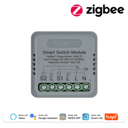 Module recepteur  Interrupteur Intelligent Zigbee – 2 Canaux 10A – Tuya MOES ZM4LT2