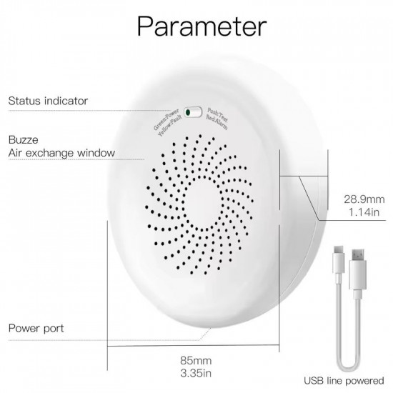 Détecteur intelligent de fuite de gaz Tuya ZigBee Moes ZSS-QY-GL avec sirène intégré 
