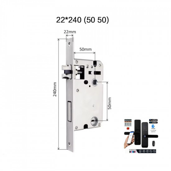 Mortaise 22 × 240 mm (50/50) avec Auto-Lock – Spéciale Serrures Intelligentes