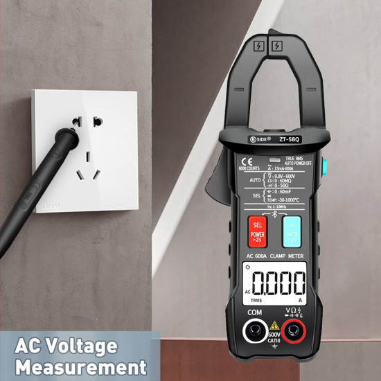 Digital Clamp meter BSIDE ZT-5BQ Wireless Technology Smart multimeter True RMS Voltmeter Ammeter Auto Rang Capacitor NCV Tester Digital Clamp meter BSIDE ZT-5BQ Wireless Technology Smart multimeter True RMS Voltmeter Ammeter Auto Rang Capacitor NCV Tester