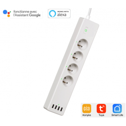 Multi-socket connected with 4 sockets + 4 USB ports Application tuya, konyx, compatible alexa and googleHome