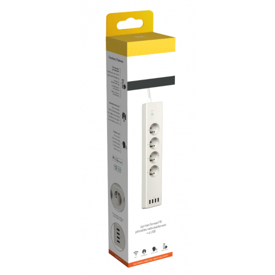 Multiprise connectée avec 4 prises + 4 ports USB Application tuya , konyx , compatible alexa et googleHome Multiprise connectée avec 4 prises + 4 ports USB Application tuya , konyx , compatible alexa et googleHome