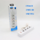 Rallonge pour 4 prises + 2 USB, Type-c, 2 m, Q603, Blanc Rallonge pour 4 prises + 2 USB, Type-c, 2 m, Q603, Blanc
