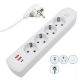 Rallonge pour 4 prises + 2 USB, Type-c, 2 m, Q603, Blanc Rallonge pour 4 prises + 2 USB, Type-c, 2 m, Q603, Blanc