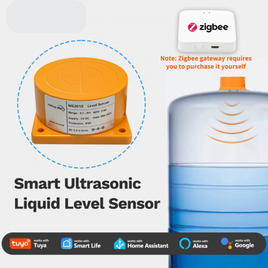 capteur de niveau de liquide ultrasonique intelligent pour réservoir Zigbee tuya 
