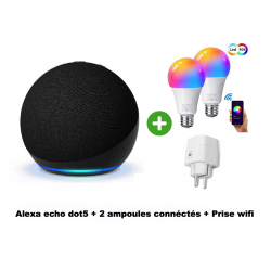 Home automation pack 2: Alexa echo dot 5, 2 connected lamps and wifi socket