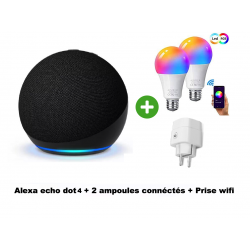 Pack domotique 4 : Alexa echo dot4 , 2 lampes connéctés et prise wifi  