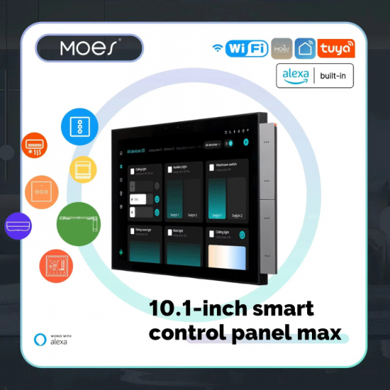 Panneau de commande pour maison intelligente Tuya, écran tactile 10 pouces, Bluetooth, passerelle Zigbee Moes Panneau de commande pour maison intelligente Tuya, écran tactile 10 pouces, Bluetooth, passerelle Zigbee Moes