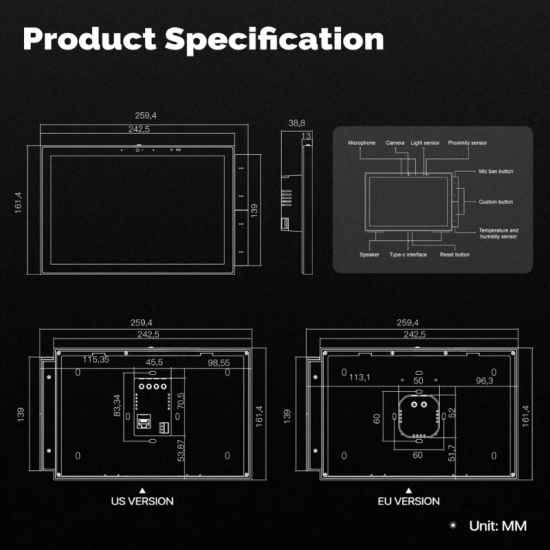 Panneau de commande pour maison intelligente Tuya, écran tactile 10 pouces, Bluetooth, passerelle Zigbee Moes Panneau de commande pour maison intelligente Tuya, écran tactile 10 pouces, Bluetooth, passerelle Zigbee Moes