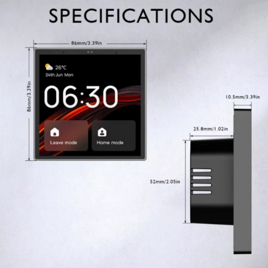 Smart Control Panel 4C – Écran tactile 4" Tuya Smart Life avec Alexa, passerelle Zigbee 3.0, Bluetooth Mesh et télécommande IR