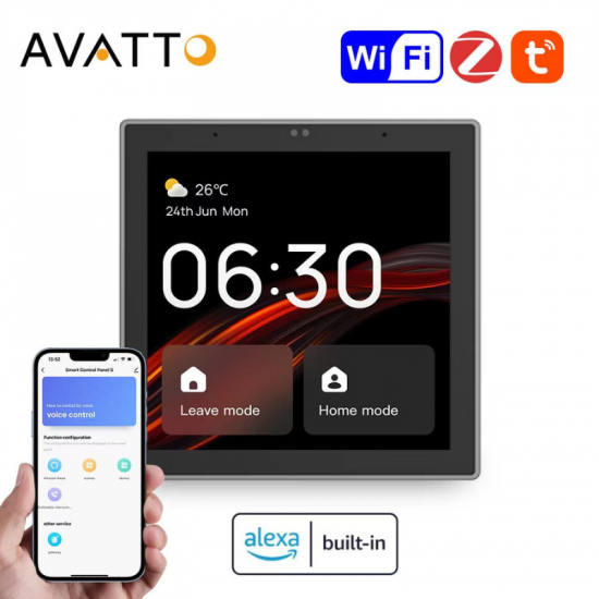 Panneau de commande central tactile 4" Wifi, passerelle ZigBee intégrée pour des scènes intelligentes avec Alexa intégrée TPP01-Z(EU) ( contrôle vocale ) Panneau de commande central tactile 4" Wifi, passerelle ZigBee intégrée pour des scènes intelligentes avec Alexa intégrée TPP01-Z(EU) ( contrôle vocale )