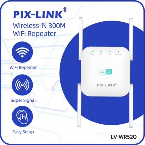 Point d'acces Répéteur signal WiFi PIXLINK WR52Q 300 Mbps – Haute pénétration du signal