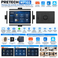Panneau de Contrôle Domotique Android 10,1″ Pretech WP103 – Écran Tactile Wi-Fi / PoE – Installation Murale Standard EU