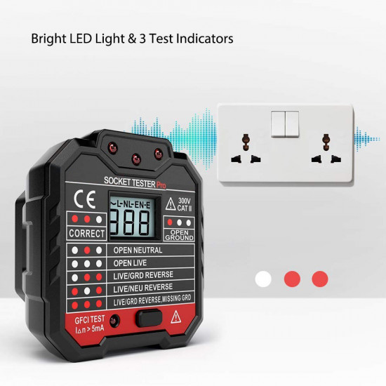 Socket Tester GFCI HT106D Wall Plug Pro Intelligent Circuit Breaker Finders With RCD Test Mini Voltmeter Polarity Phase Check Socket Tester GFCI HT106D Wall Plug Pro Intelligent Circuit Breaker Finders With RCD Test Mini Voltmeter Polarity Phase Check