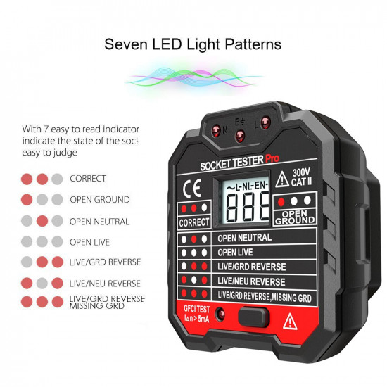 Socket Tester GFCI HT106D Wall Plug Pro Intelligent Circuit Breaker Finders With RCD Test Mini Voltmeter Polarity Phase Check Socket Tester GFCI HT106D Wall Plug Pro Intelligent Circuit Breaker Finders With RCD Test Mini Voltmeter Polarity Phase Check