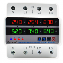 Protecteur de tension Triphasé 380V 63A - Sur/sous-tension  /surcourant réglable Protecteur de tension Triphasé 380V 63A - Sur/sous-tension  /surcourant réglable