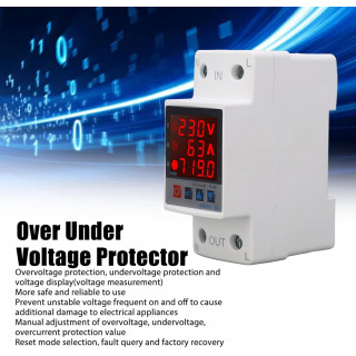 Produktbild von AIRUIXI 3-Phasen-Spannungsschutzrelais 63A – Überspannungs- & Unterspannungsschutz, Einstellbar, Mit Voltmeter, DIN-Schiene, 3P+N