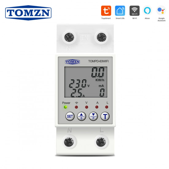 Disjoncteur et Protection intelligente wifi Tuya 63A TOMZN TOMPD-63WIF
