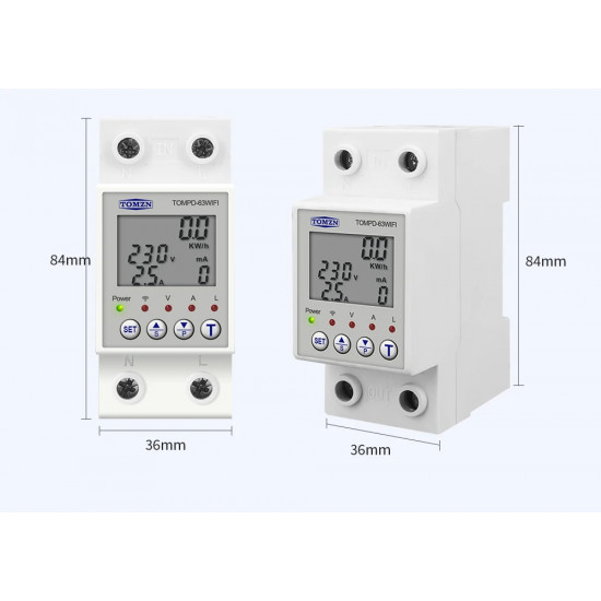 Disjoncteur et Protection intelligente wifi Tuya 63A TOMZN TOMPD-63WIF