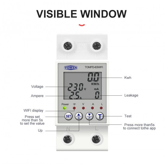 Disjoncteur et Protection intelligente wifi Tuya 63A TOMZN TOMPD-63WIF